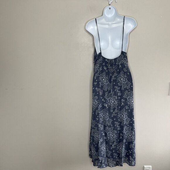 MADEWELL Dress Womens 8 Tie-Back Button-Front Midi NEW Blue Floral NE783 - Picture 15 of 16